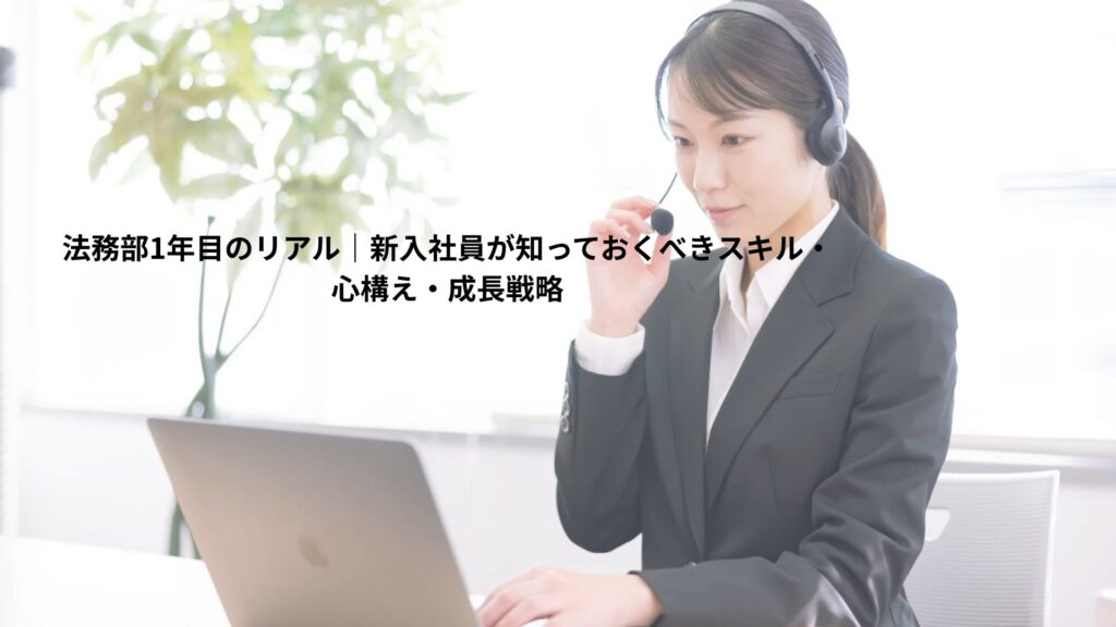 日本の女性法務部員は法務部に配属されて1年目であるが、熱心に仕事に取組み、順調に成長している。ノートPCとヘッドセットを用いてミーティングに参加している。