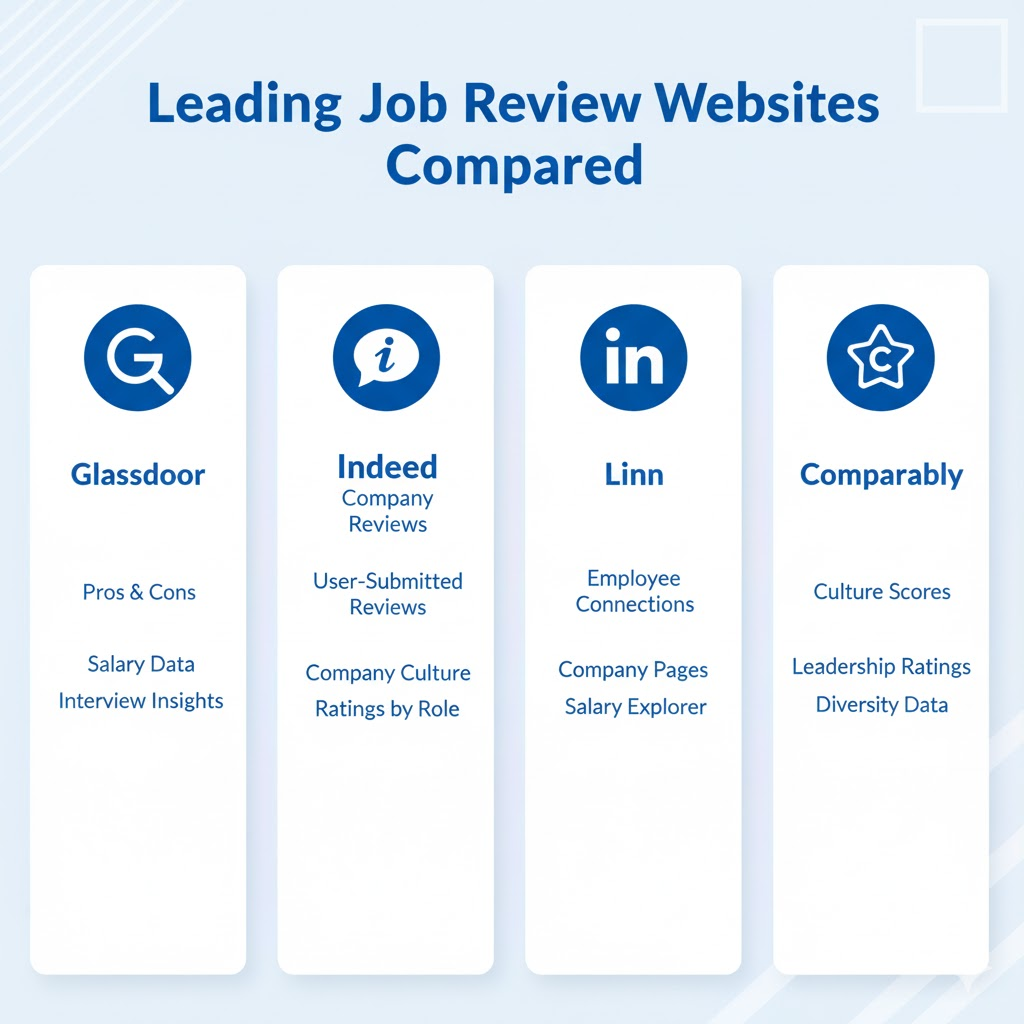 転職会議と主要な転職口コミサイトを比較したインフォグラフィック